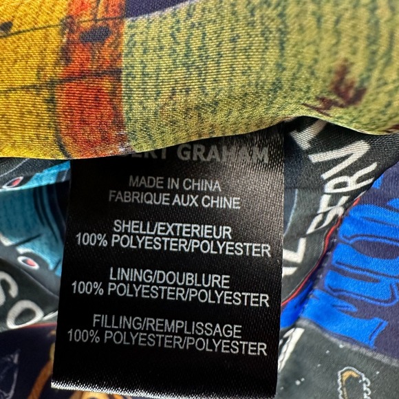 Robert Graham Quilted Puffer Jacket Mens Small Black Galaxy Lining Full Zip NEW - Picture 10 of 11